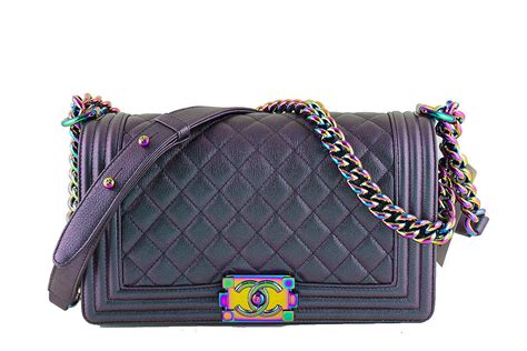 chanel small boy iridescent purple prowned|small Boy Chanel iridescent shoulder bag .